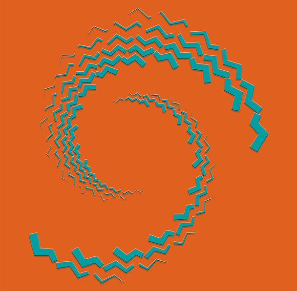 duotone krullend, spoel, gyratie voluut vorm. binnendraaiende draaikolk in concentrische, radiale, stralende en ronde cirkelvormige mode - Vector, afbeelding