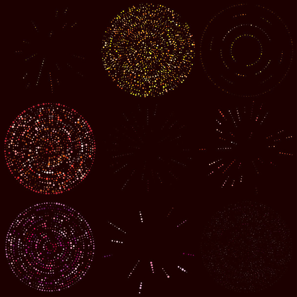 Points aléatoires, cercles abstraits. Speckles, pointillés radiaux, rayonnants, illustration géométrique circulaire. Pois, pointilliste, élément de design pointillisme
 - Vecteur, image