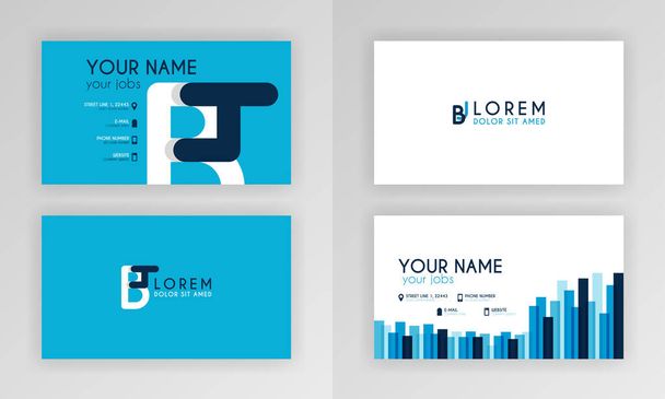 Синий шаблон визитной карточки. Simple Identity Card Design with Alphabet Logo and Slash Accent Decoration. Корпоративные, Компании, Профессиональные, Бизнес, Реклама, Связи с общественностью, Брошюра, Плакат
 - Вектор,изображение