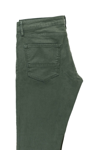 Módní pánské zelené džíny izolované na bílém pozadí. - Fotografie, Obrázek