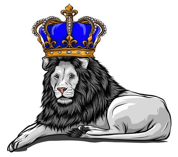 Vector Color King Lion Illustration on white background - Vector, Image
