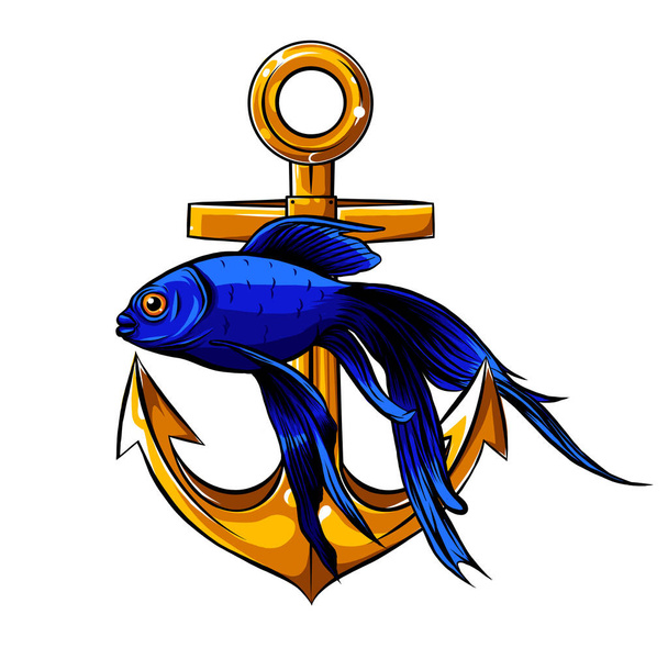 малюнок Якір і риба Векторний ілюзіон
 - Вектор, зображення