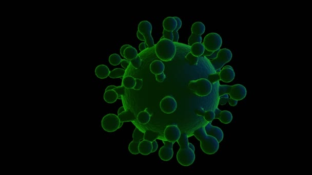 Coronavirus (COVID-19) Медична анімація на чорному тлі. Мікроскопічний вид інфекційного вірусу Sars-CoV-2. 3D анімація. - Кадри, відео