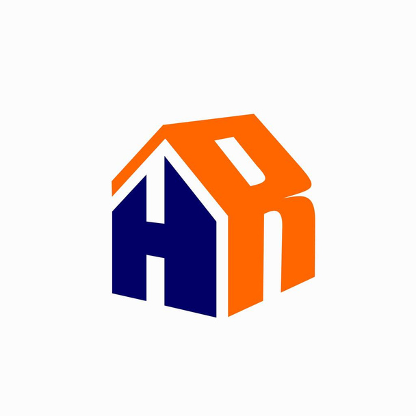 H ve R harflerini oluşturan ev logosu. - Vektör, Görsel