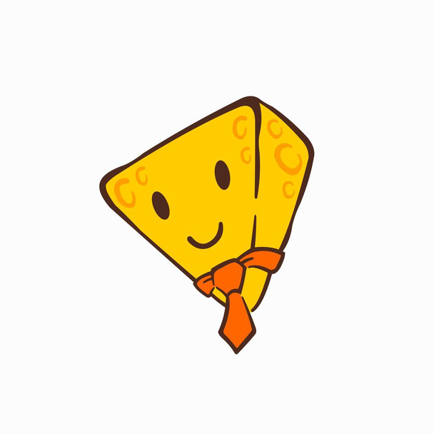 Mascote de queijo e fundo com pose de gravata
 - Vetor, Imagem