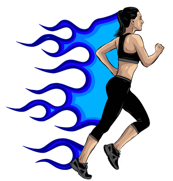 Woman athletes on running race on white background vector - Vector, Image