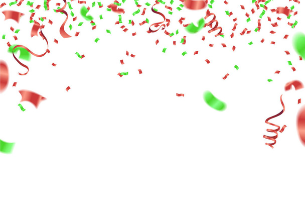 白い背景に隔離された飛行で緑と赤の色の紙 - ベクター画像