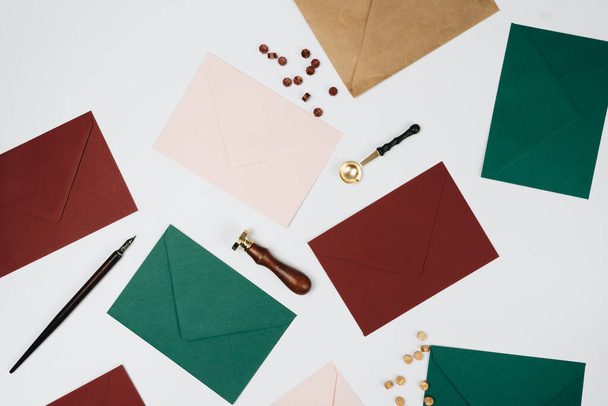 bright envelopes on a white background - Фото, зображення