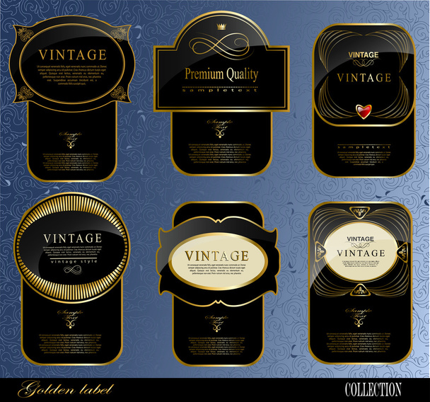 Black gold labels - Vector, Imagen