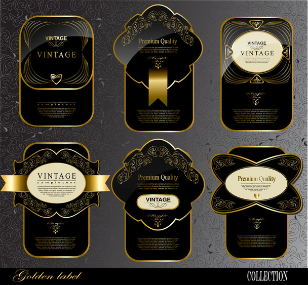 Black gold labels - Διάνυσμα, εικόνα