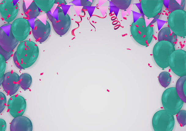 Happy Birthday balloons Colorful celebration background eps - Vector, Image