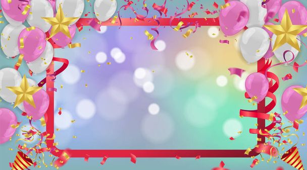 Happy Birthday balloons Colorful celebration background eps - Vektor, obrázek