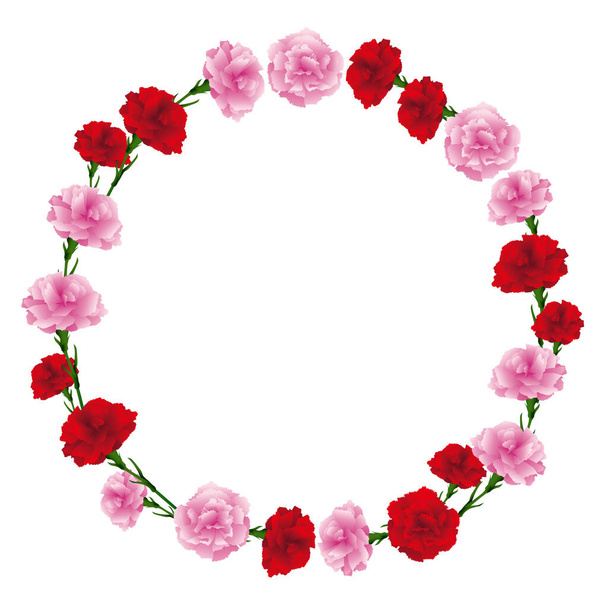 circle frame of carnations illustration - Vector, Image