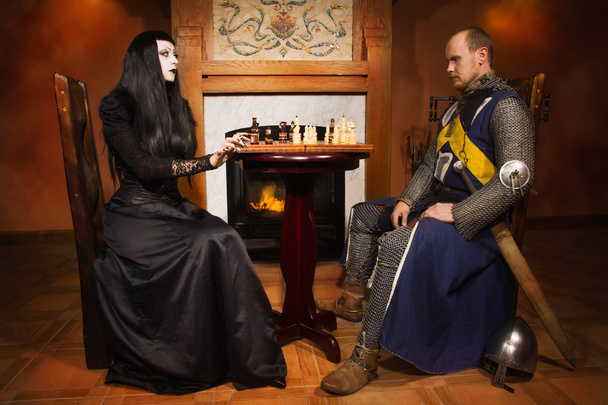 Knight plays chess with death - Photo, Image