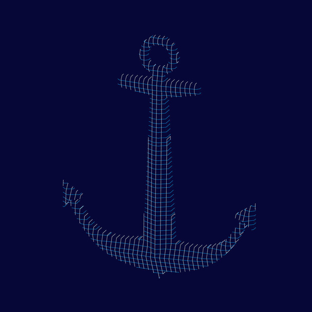 Nautical anchor carcass. Vector outline illustration. Dimetric projection. - Vecteur, image
