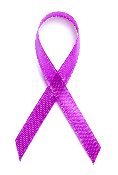 Violet ribbon on white background. Domestic violence concept - Photo, Image