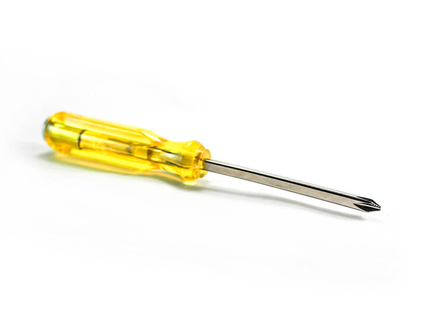 Isolated yellow  screwdriver on the white background - Фото, зображення