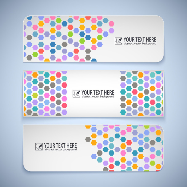 Colorful banners with hexagons - Vettoriali, immagini