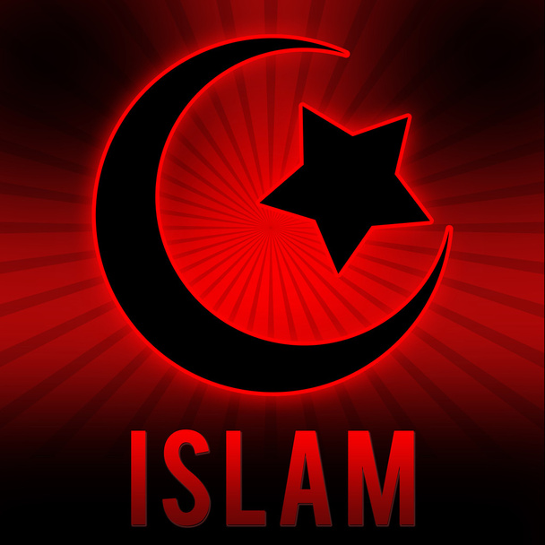 Символ ислама на чёрном фоне
 - Фото, изображение