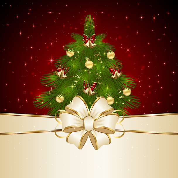 Christmas tree with bow - Vektor, kép