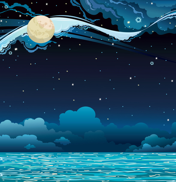 Night sky and sea - ベクター画像