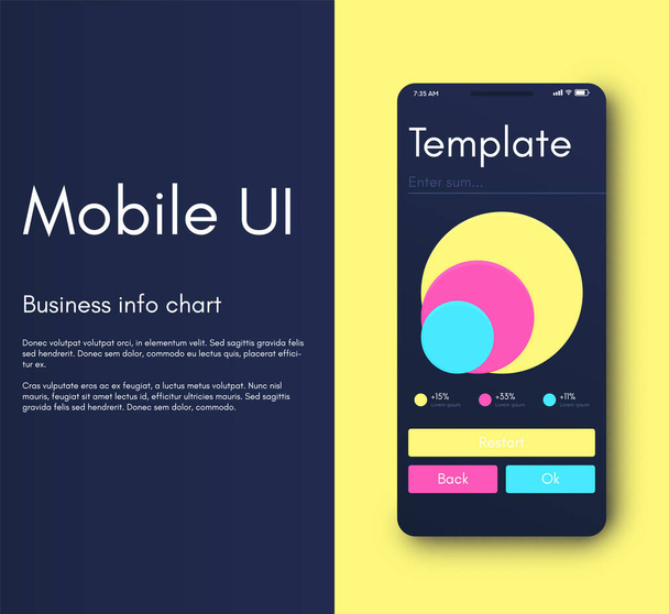 Mobile εφαρμογή infographic interface. Σχεδιασμός UI, διανυσματική απεικόνιση. Infographics για web και mobile app - Διάνυσμα, εικόνα