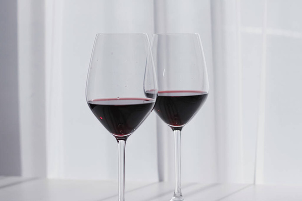 Two glasses of red wine, organic beverage product - Photo, Image