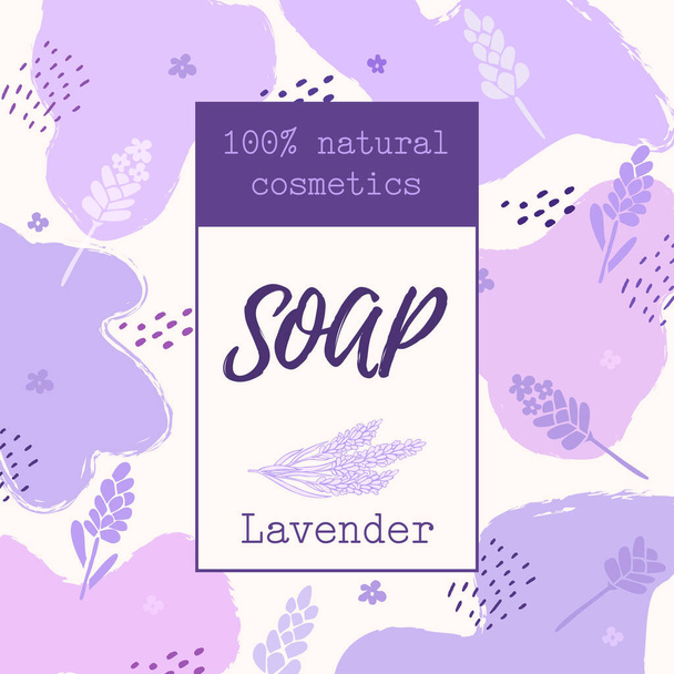 Background with natural lavender soap label. natural cosmetics - Vektor, Bild