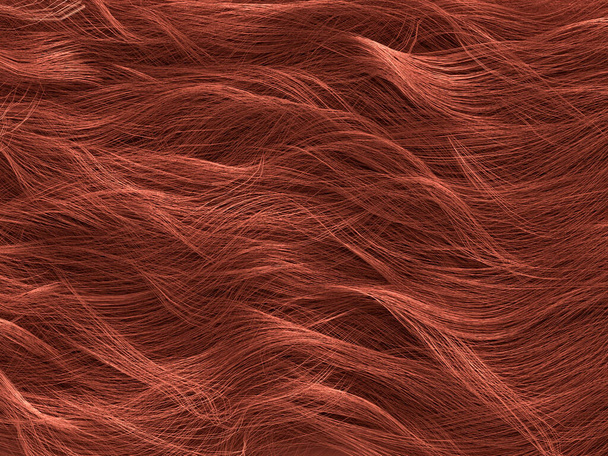 Red Color Hair Wave Texture - Volume Curls 3d Model Rendering Background Illustration - Photo, Image