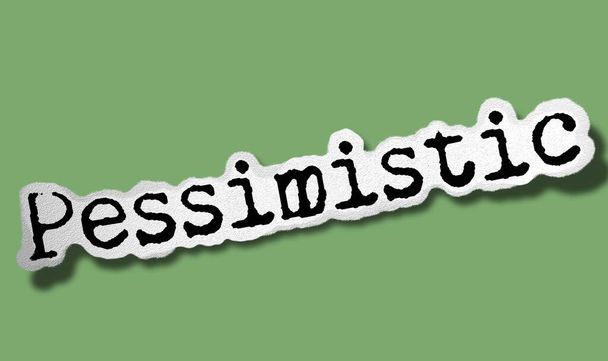 Pessimistinen - tasainen paperi sana vihreällä taustalla - Käsite Tattered Text Illustration
 - Valokuva, kuva