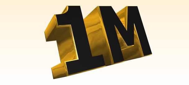1M - Metal Word in Light Achtergrond - Concept Keyword Illustration - 3D rendering - Foto, afbeelding