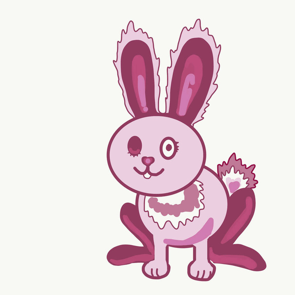 winking pink purple little rabbit - Vektor, Bild