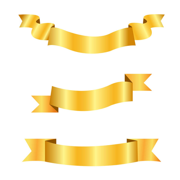 set of gold ribbons vector art design - Vector, Image