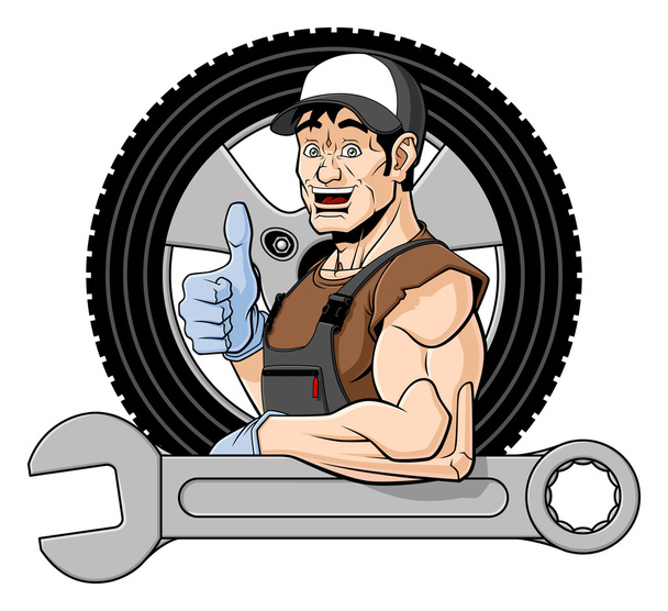 Veselá pneu specialista - Vektor, obrázek
