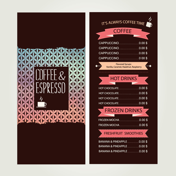 Cafe menu, template design. Vector illustration. - Vetor, Imagem