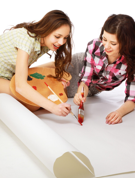 Young girls painting - Photo, Image