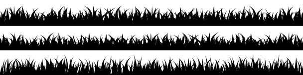 Panoramic seamless grass silhouette for footer and design - Vector, Image