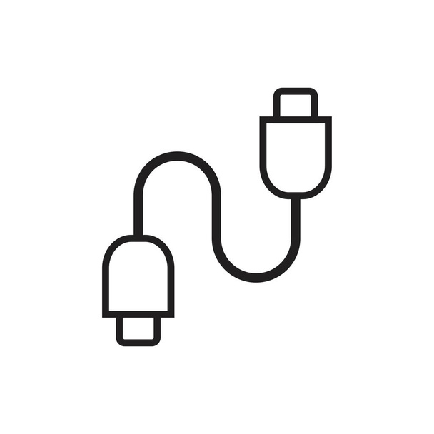 Шаблон значок кабеля USB черный цвет редактируется. Символ значка USB-кабеля Плоская векторная иллюстрация для графического и веб-дизайна
. - Вектор,изображение