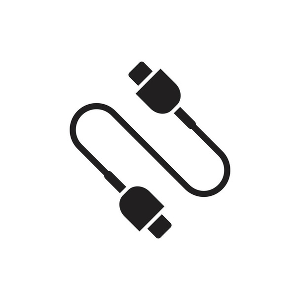 Šablona ikony USB kabelu černá barva upravitelná. Symbol ikony kabelu USB Plochá vektorová ilustrace pro grafický a webový design. - Vektor, obrázek