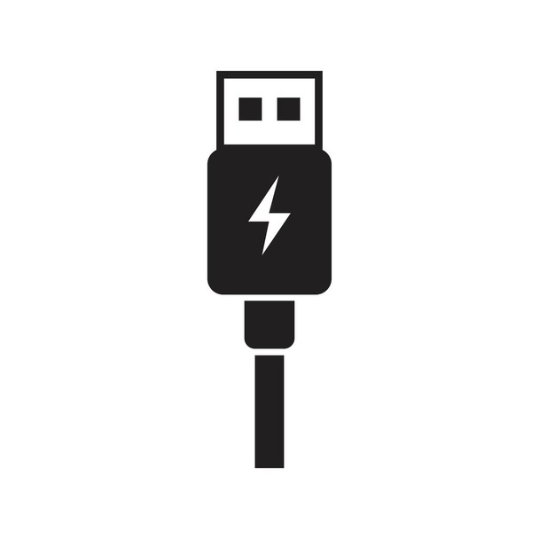 USB charge icon template black color editable. USB charge icon symbol Flat vector illustration for graphic and web design. - Vector, Image