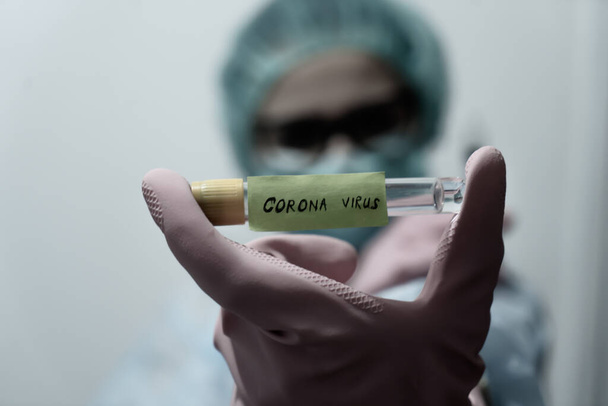Concept of coronavirus quarantine. MERS-Cov. Novel coronavirus (2019-nCoV). Positive Coronavirus test blood sample. 2019-nCoV pandemic - 写真・画像
