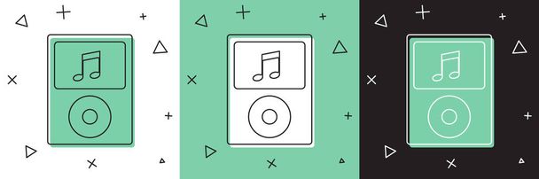 Impostare l'icona del lettore musicale isolato su sfondo bianco e verde, nero. Dispositivo musicale portatile. Illustrazione vettoriale - Vettoriali, immagini
