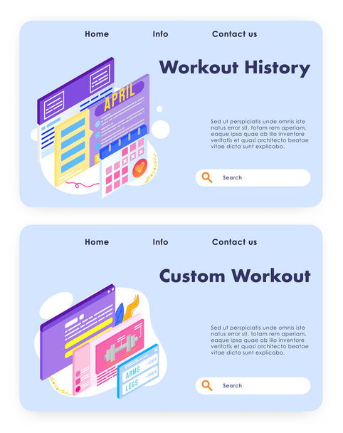 Custome workout program and exercise schedule. Healthy lifestyle, fitness, training calendar. Vector web site design template. Landing page website concept illustration. - Vector, Image