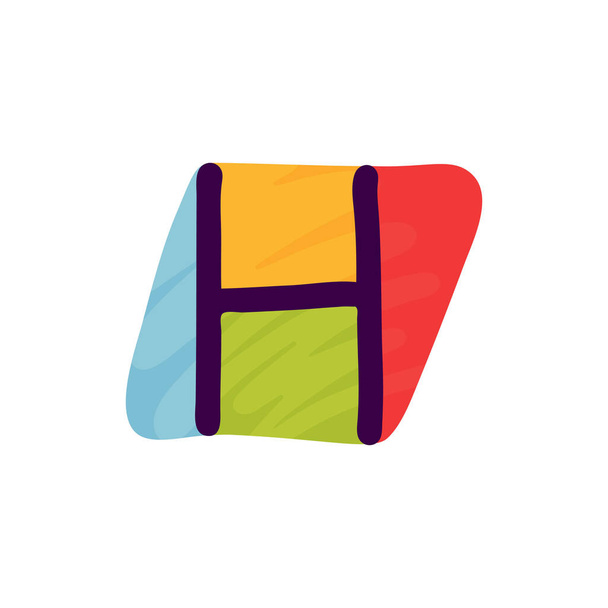 H letter logo in kids paper applique style. Perfect for cute identity, funny craft package, holidays poster, etc. - Wektor, obraz
