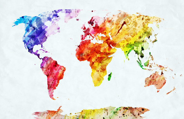 Watercolor Mapa do mundo
 - Foto, Imagem