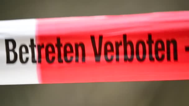 barrier tape in Germany with German text do not cross - Footage, Video