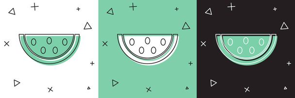Set Wassermelone Symbol isoliert auf weißem und grünem, schwarzem Hintergrund. Vektorillustration - Vektor, Bild