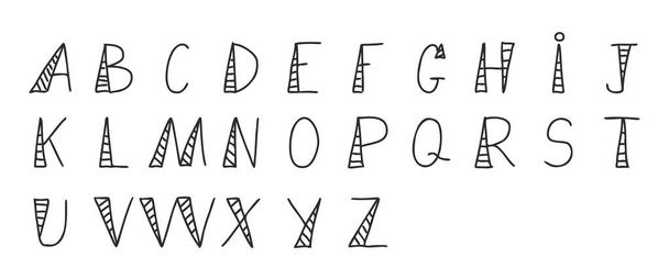Black color hand drawing of english alphabet letter on white background - Vektor, kép