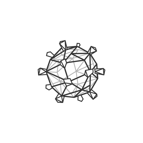 Siyah Coronavirus Poligonal ağ simgesi. Salgın enfeksiyonu tanımlamak için vektör doğrusal Coronavirus Covid-19 hücre sembolü. - Vektör, Görsel