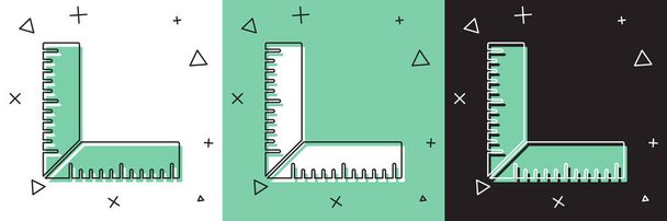 Set Corner Lineal Symbol isoliert auf weißem und grünem, schwarzem Hintergrund. Setquadrat, Winkellineal, Tischlerarbeiten, Messgerät, Waage. Vektorillustration - Vektor, Bild